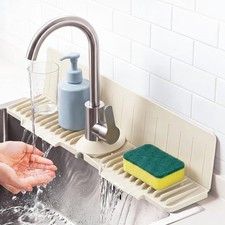 24 in Faucet Mat for Kitchen Sink, Sink Splash Guard, White
