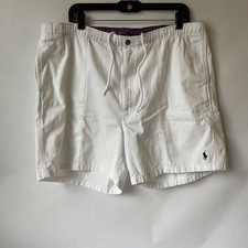 Vintage Polo Ralph Lauren Sport Shorts White Mens XL Cotton Baggy Drawstring