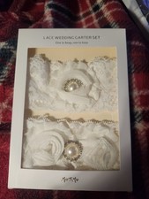 Miss to Mrs Lace Wedding Garter Set Lace Pearled Bridal Lingerie