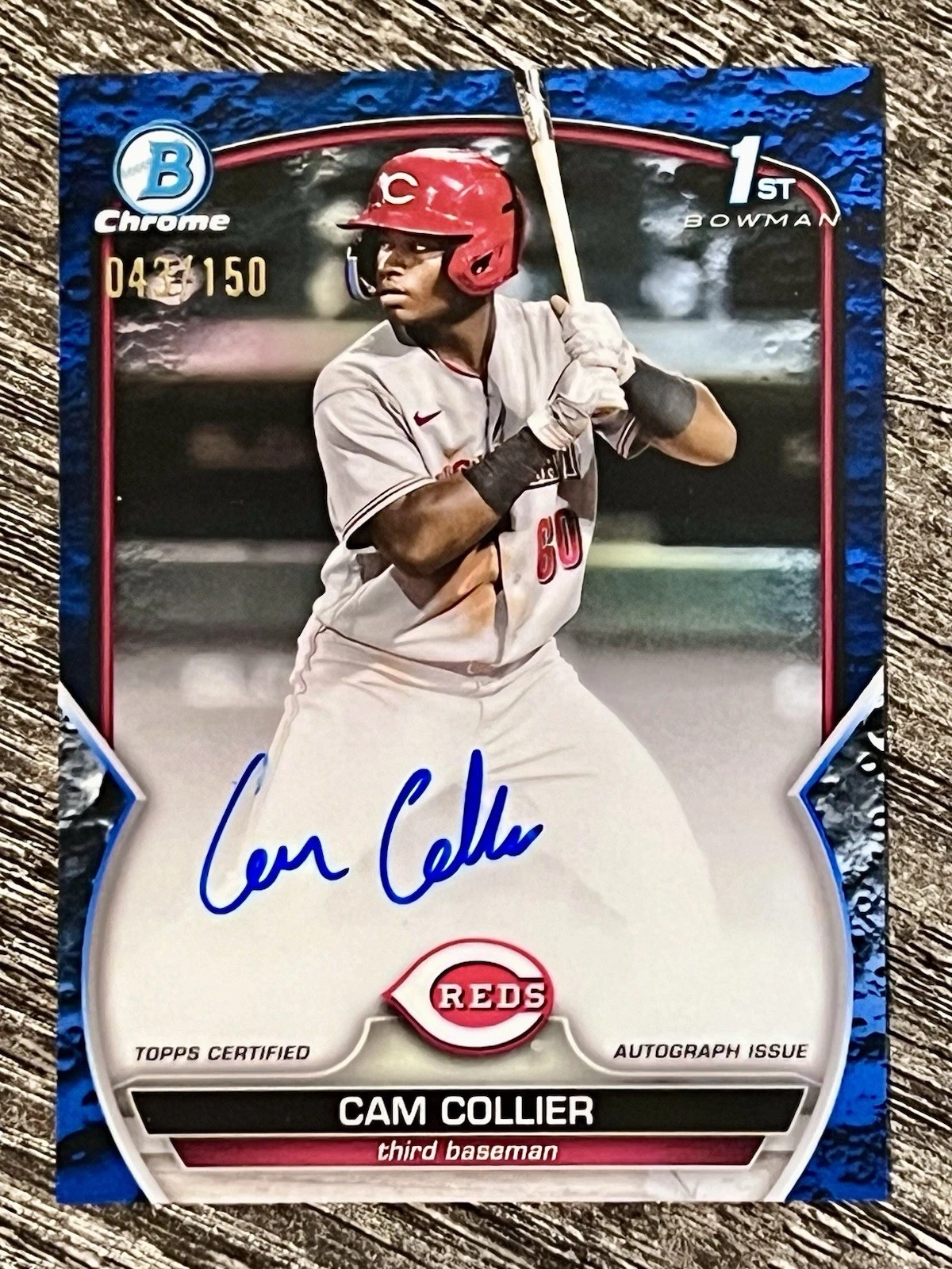 2023 Bowman Chrome Cam Collier CPA-CC 1st Blue Lunar Refractor Auto /150 Reds NM