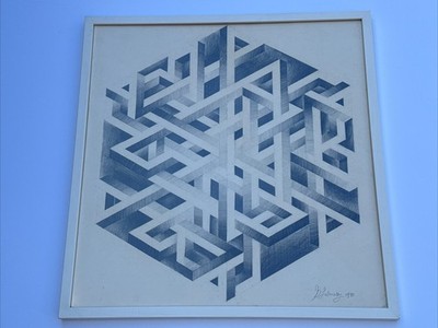 ABSTRACT DRAWING 1970 PROFESSOR LUBENSKY POP MODERNIST CHICAGO KANSAS GEOMETRIC