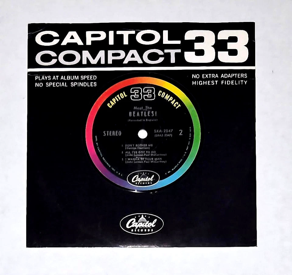MEET THE BEATLES 1964 ULTRA MEGA RARE SXA-2047 CAPITOL COMPACT 33 EP WITH SLEEVE - Image 3 of 4