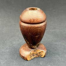 Vintage MCM Hand Turned Burl Wood Small Bud Vase 4  