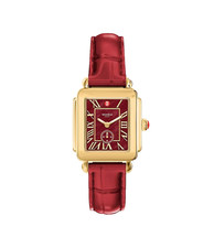 Michele Deco Sport Mid Gold-Plated Ruby Red Dial Red Leather Watch MWW06H000013