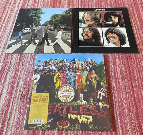 The Beatles: 3 x NM Sleeves Only. NO VINYL. Pepper+ Inners/Abbey Road/Let It Be