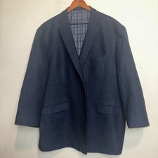Jos A Bank Mens 54R Tailored Fit Blazer Big and Tall 100 Wool Blue Elbow Patch