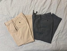 Uniqlo Beige & Dark Gray Slim Fit Dress Pants 2-Piece Set Used