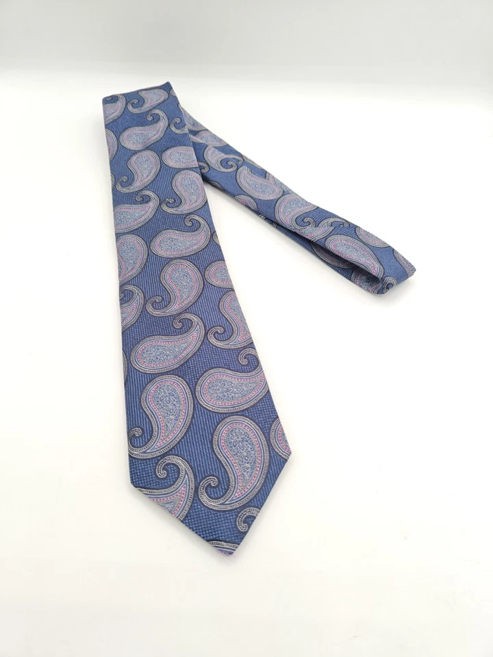 🇺🇲 Corbata de Seda John W Nordstrom Hecha en EE. UU. 59x3,25 Azul Paisley Foto 4 de 4
