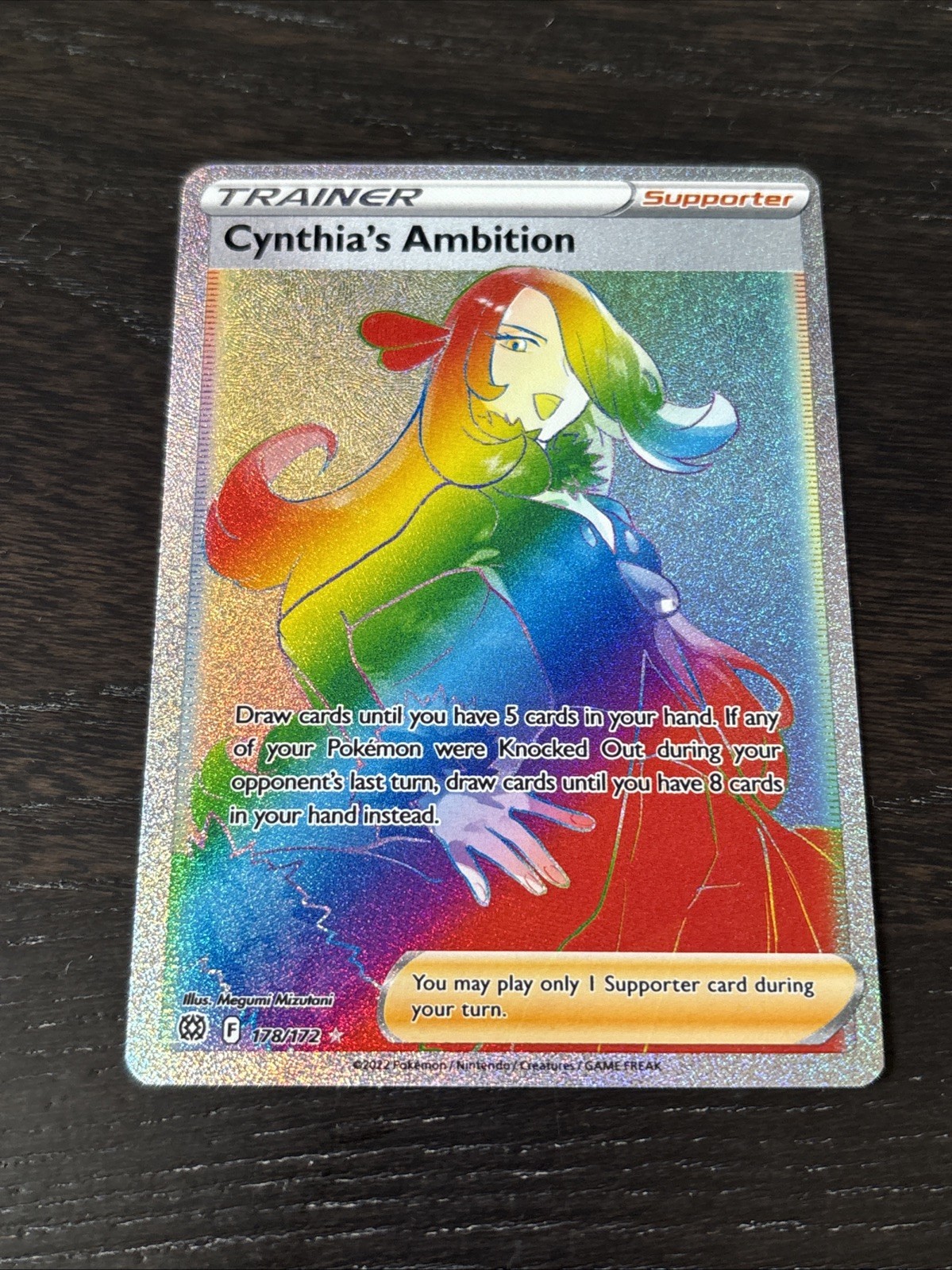 Cynthia's Ambition Rainbow Rare 178/172 Brilliant Stars Pokemon Card 