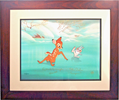 🟢signed Disney cel Kinda Wobbly Bambi Thumper Peter Behn Donnie