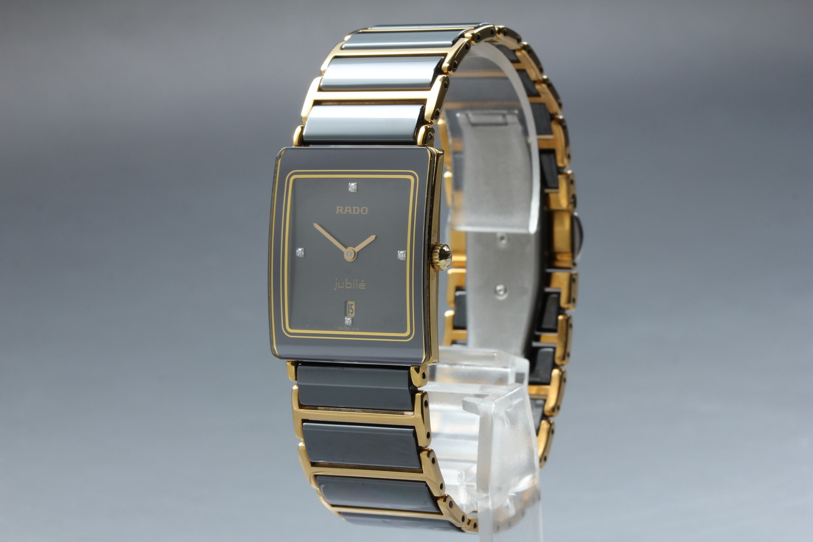 [Exc+5] Rado DiaStar Jubile 160.0281.3N Black Quartz  Men's Watch From JAPAN