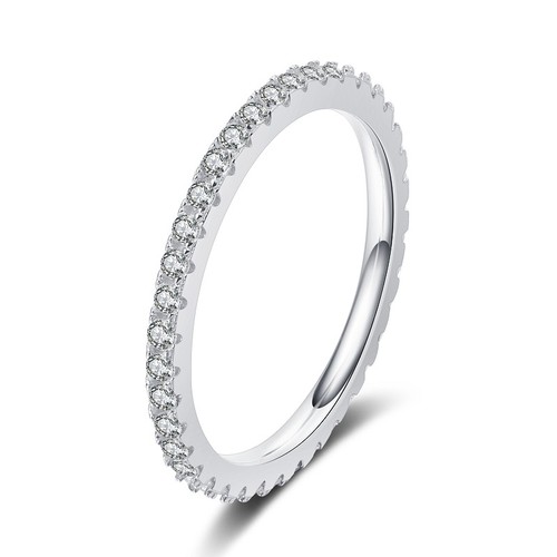 Anello donna moissanite 0,57 ct eternità completa argento sterling 925 massiccio misura 4,5-10 - Foto 1 di 8