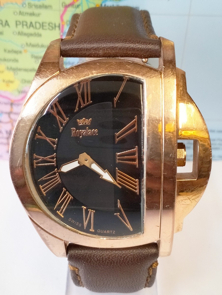 ROYALACE QUARTZ BLACK DIAL RO-3616G-ST SWISS MEN'S FULL WORKING CINDITION 