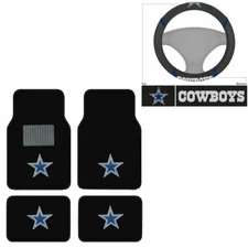 New 5pc NFL Dallas Cowboys Car Truck Floor Mats & Steering Wheel Cover Set