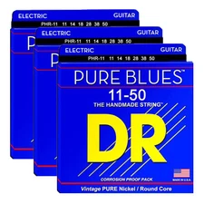 3 Sets DR Strings Pure Blues Electric Guitar Strings Pure Nickel Heavy 11-50