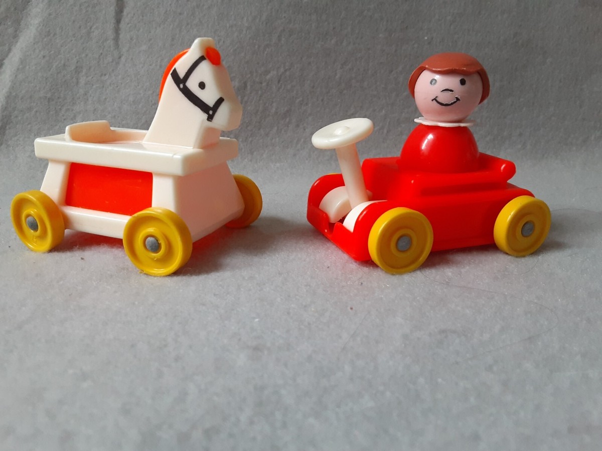 Vtg Fisher Price Little People Vehicles Car Rocking Horse Go Cart