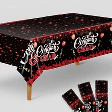 KatchOn Red and Black Graduation Tablecloths - XtraLarge 108x54 Inch Pack of ...