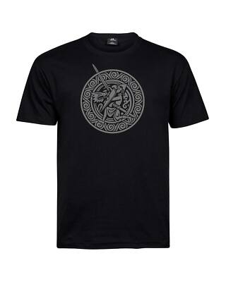Keltisches T-Shirt Wikinger Krieger gegen Drachen Wikinger Figthing Dragon T-Shirt