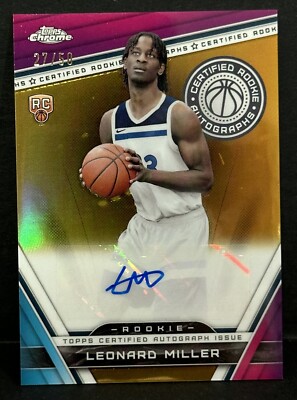 2024 Topps Chrome Basketball RC Leonard Miller Certified Auto Gold