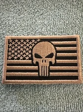 PUNISHER SKULL 2x3 Embroidered Morale Patch Hook Backing Brand New