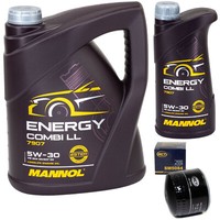 MotoröL Set Mannol Energy Combi LL 5W-30 6 Liter + ÖLfilter FüR Fiat Ducato VW