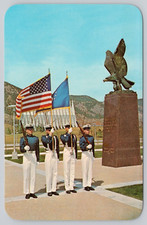 Color Guard of the US Air Force Academy near Eagle Statue 1964 VTG Postcard UNP