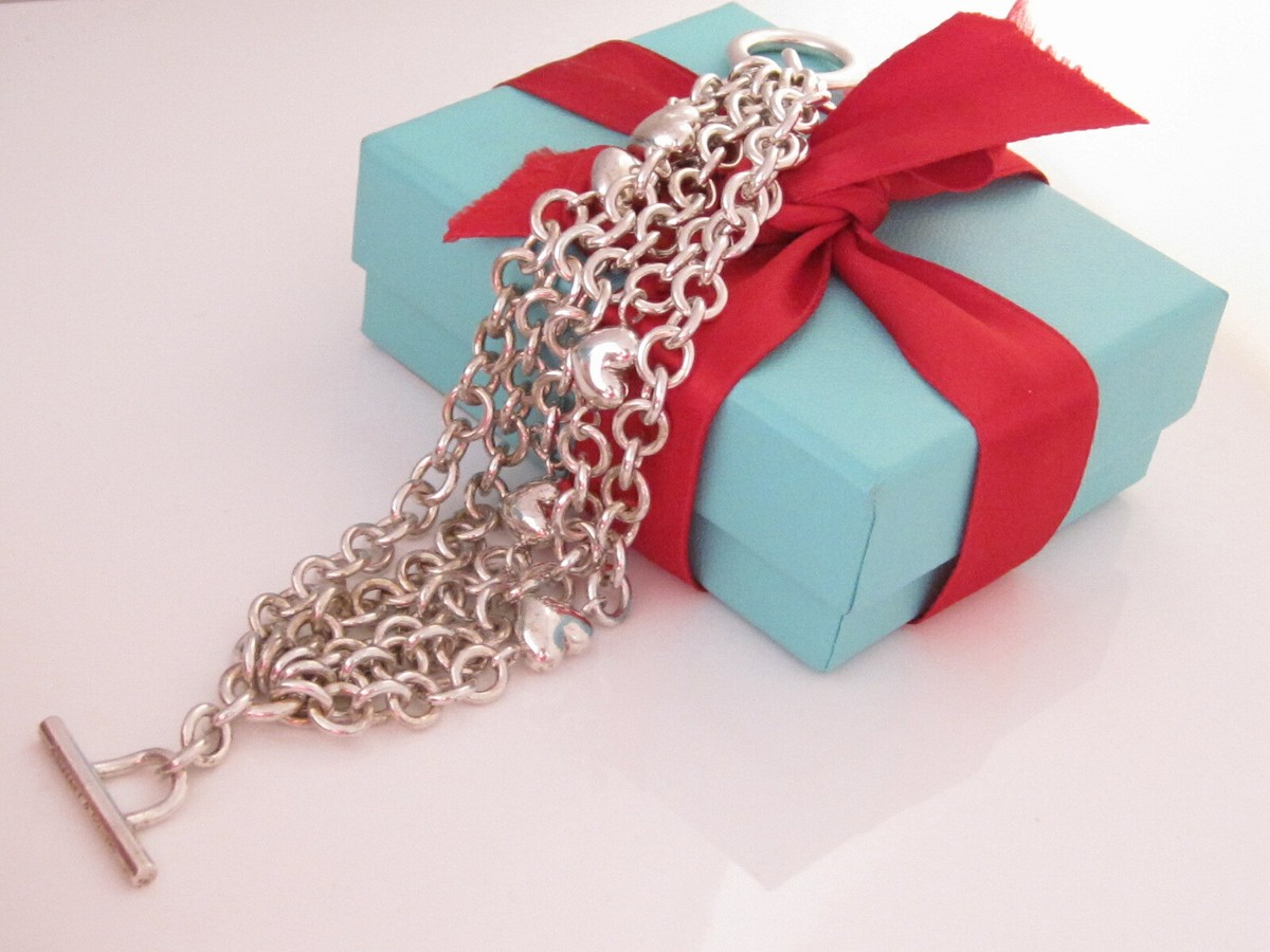 Tiffany & Co Silver Multi Puff Heart Toggle Bracelet 8