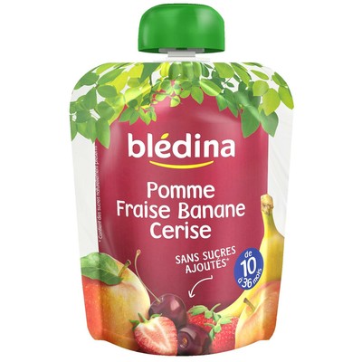 Lot De 2 Bledina Compote Pommes Fraise Banane Cerise Des 8 Mois Gourde De Ebay