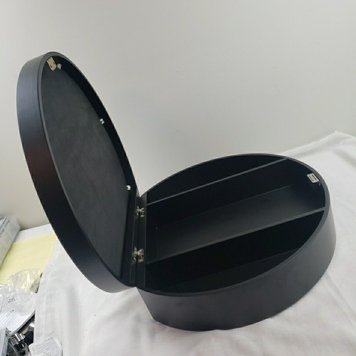 Round Medicine Cabinet 19.5" x 19.5" Bathroom Mirror, Black shelves Storage - Picture 4 of 14
