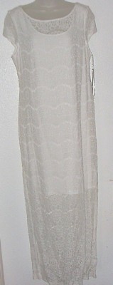 Sharagano Women's NWT size 16 Ivory cap sleeve lace maxi dress 