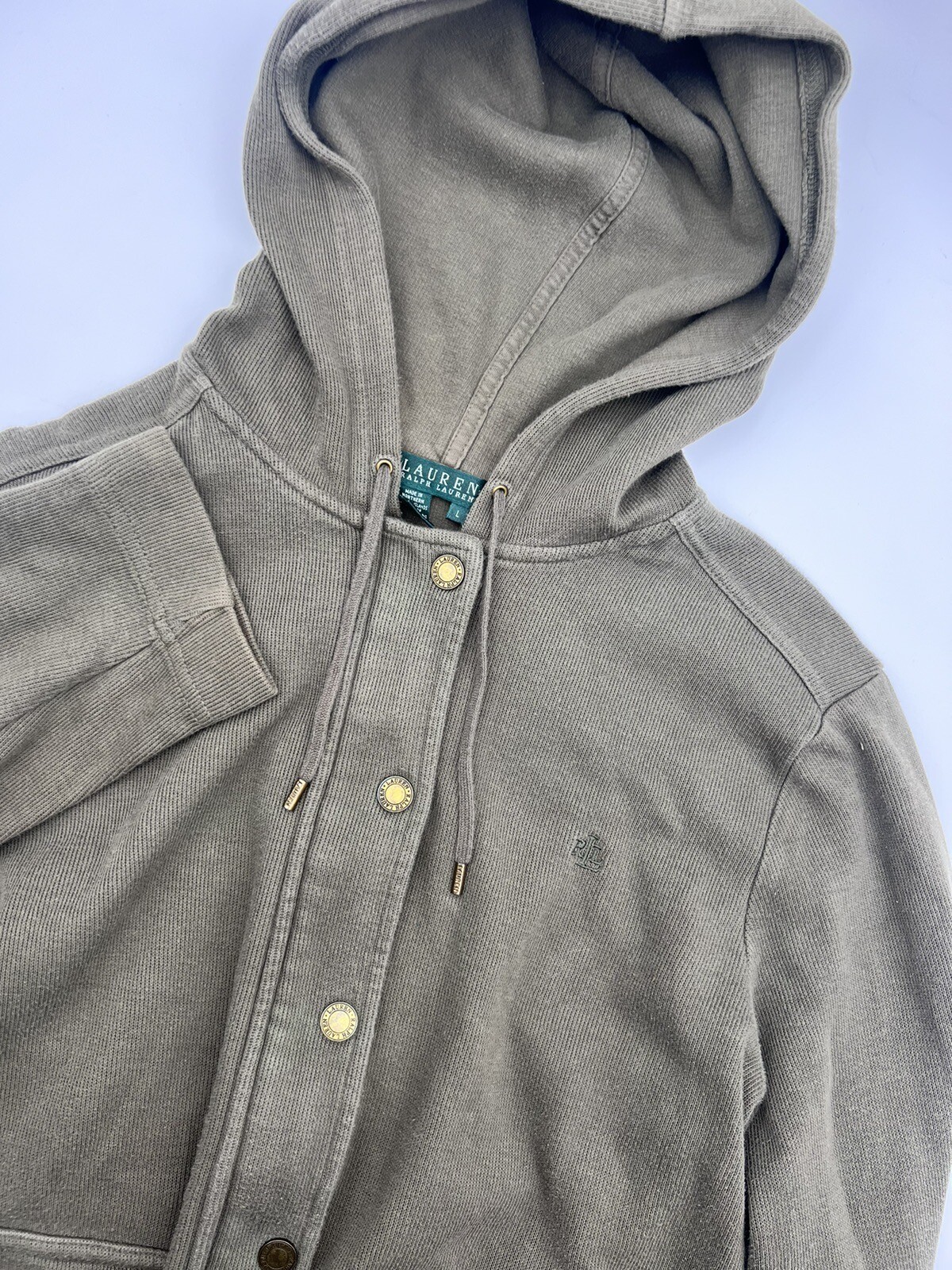 Vtg Womens LRL Polo Ralph Lauren Hoodie Jacket Green L Full Zip/Button L/S