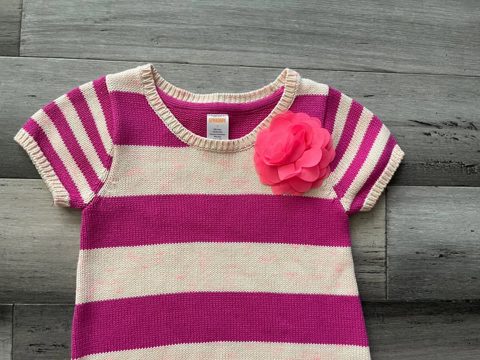 Vestido Suéter Gymboree Rosa Rayas Manga Corta Cuento de Hadas Bosque Talla 7 Foto 3 de 4