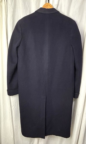 VTG Daniels & Fisher 100% Cashmere Overcoat 40 X Long Navy Blue Custom Tailored - Picture 2 of 13