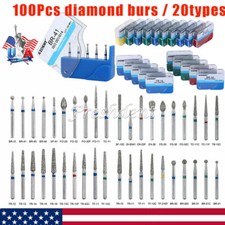 AZDENT 100pcs Dental Diamond FG Burs for High Speed Handpiece Medium FG 1.6mm