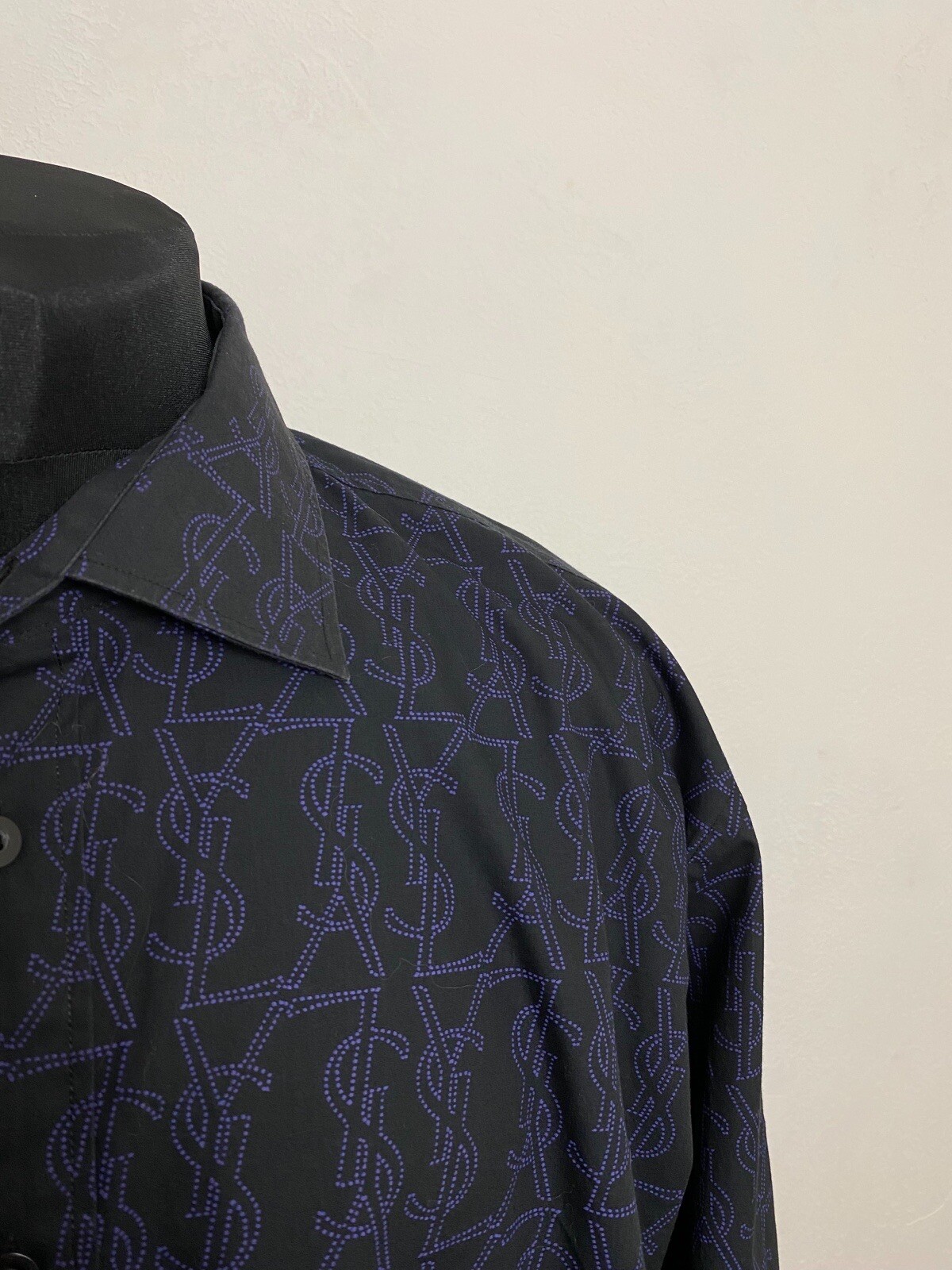 Camicia YSL Yves Saint Laurent Monogram Big Logo con bottoni taglia XL RARA VINTAGE