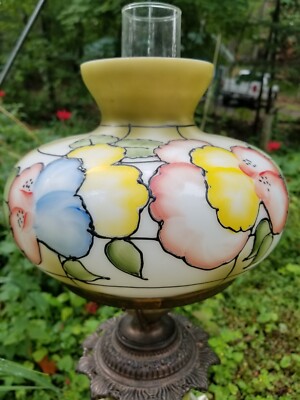 Vintage Hand Painted Gone With The Wind Parlor Hurricane Table