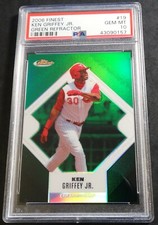 2006 KEN GRIFFEY JR FINEST GREEN REFRACTOR #19 PSA 10 066/199 MARINERS HOF POP 3