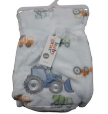 Baby Gear Tractor Blanket Fleece Light Blue Farm Country Infant Boys Soft NWT
