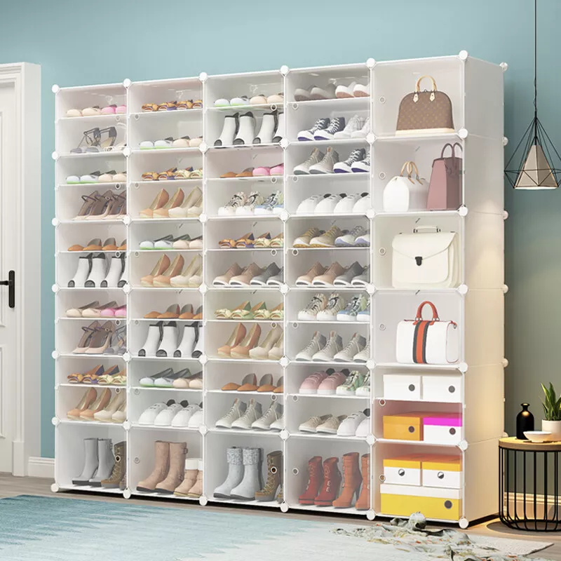 Storage Organizer Shoe Rack Clear Door Unit Cube Cabinet 10Tier