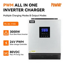 3KVA Hybrid Solar Inverter DC 24V to AC 110V Built-in 50A PWM Solar Controller