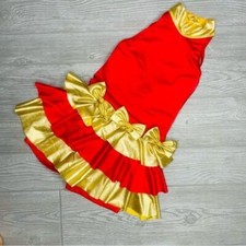 Double platinum performance gold and red sleeveless dance costume medium cosplay