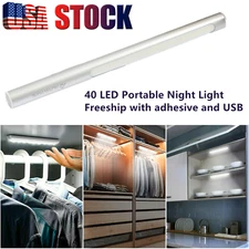 Light LED Wireless Portable USB Rechargeable Closet Cupboard Night Light Silver