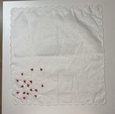 Vintage Valentine Red Heart Handkerchief Hanky Hankie  25 - 12  