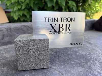 Vintage Sony Trinitron XBR TV Advertising Metal Sign on faux Granite block