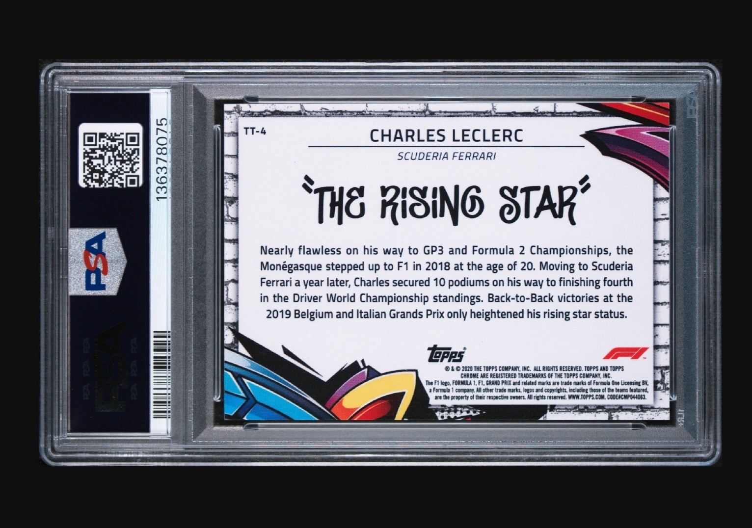 2020 TOPPS CHROME FORMULA 1 TRACK TAGS #4 CHARLES LECLERC TRACK TAGS PSA 10 view 2