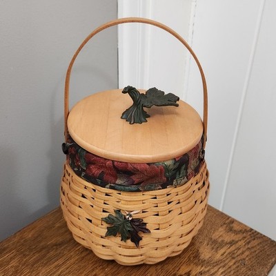 Longaberger 2001 Pumpkin Patch Basket+Stem Lid+Liner+Protector+Tie On AUTUMN