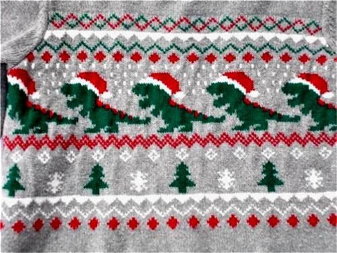 SUÉTER BEBÉ NAVIDAD Tejido Vacaciones Dinosaurio Detalles 12 mos. Gray Handsome Ex Foto 2 de 2