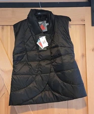 New! My Anorak Size M Black Down Puffer Vest Curved Front Snap Lagenlook