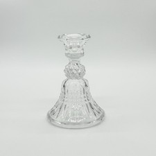 Vintage Clear Glass Tapered Candle Holder - 7.25" Tall