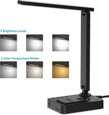 LED Desk Lamp with Wireless Charger, Desk Table Light with USB Charging Port ...